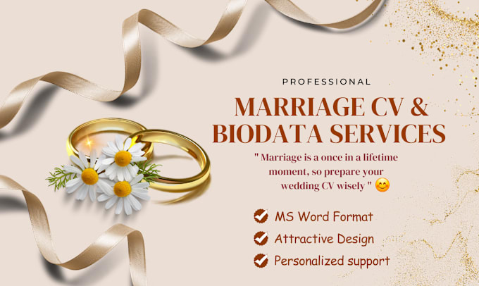 Gig Preview - Do professional marriage CV and biodata writing services