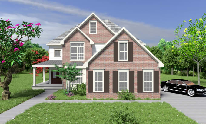 Gig Preview - Do 3d exterior home design, house rendering, exterior design, and 3d house model