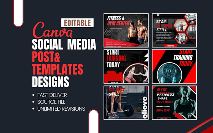 Gig Preview - Design editable social media posts in canva