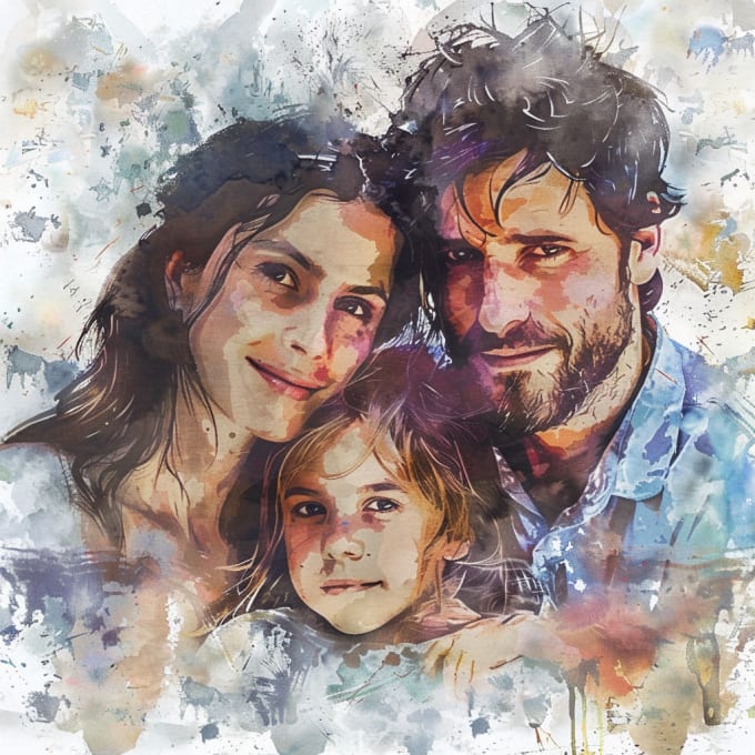 Gig Preview - Do family portrait into a digital watercolor painting