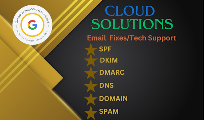 Gig Preview - Fix spf, dkim, dmarc, setup mx, dns, secure gsuite, email delivery, google smtp