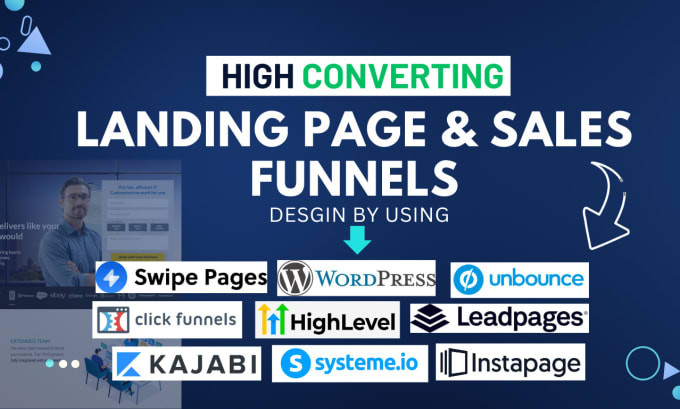 Gig Preview - Do landing page using unbounce, swipe pages gohighlevel, clickfunnel, wordpress