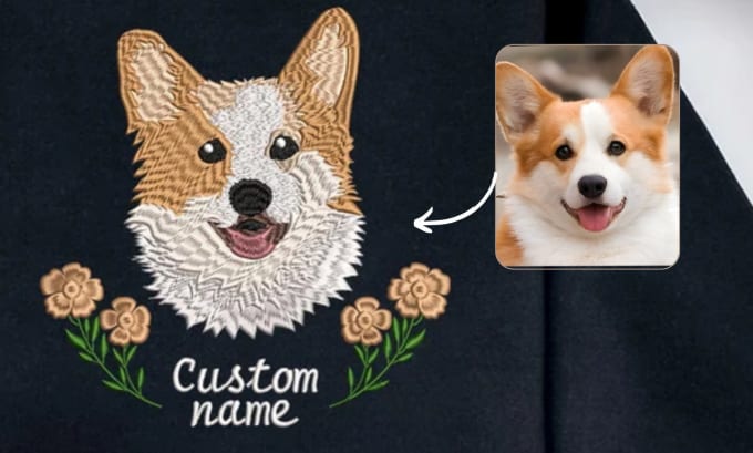 Gig Preview - Create a portrait embroidery design for your pet, dog, cat