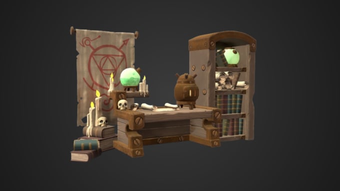 Gig Preview - 3d modeling stylized game assets with hand painted textures