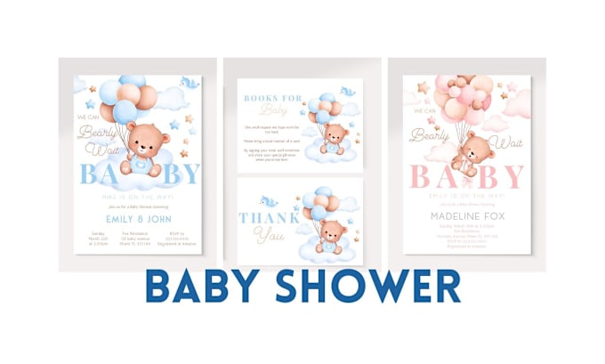 Gig Preview - Design baby shower invitation, baby shower stationery set