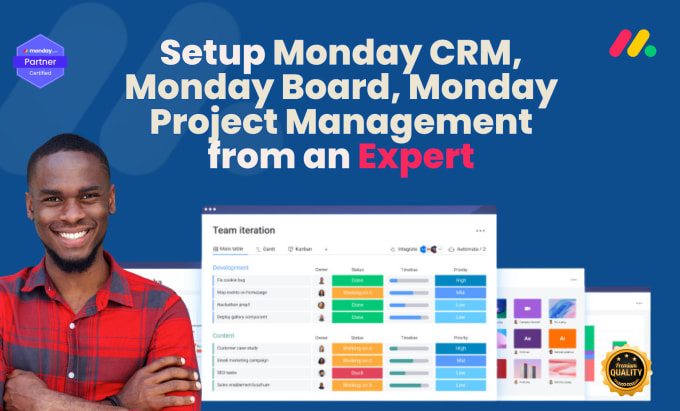 Gig Preview - Setup monday CRM, monday board, monday automation, monday project management