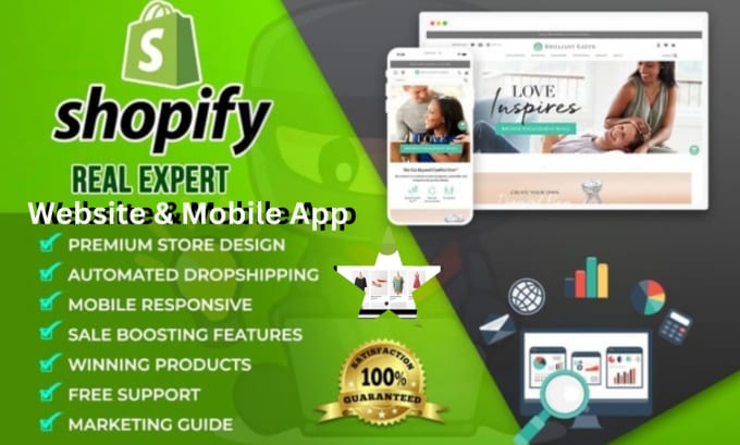 Gig Preview - Make and design a dropshipping shopify store shopify website with android app