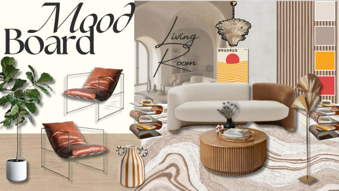 Gig Preview - Do interior design mood board with ideas and shopping list