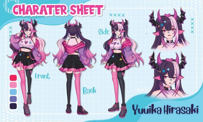 Gig Preview - Create vtuber character sheet design, furry fursona, live2d model in anime style