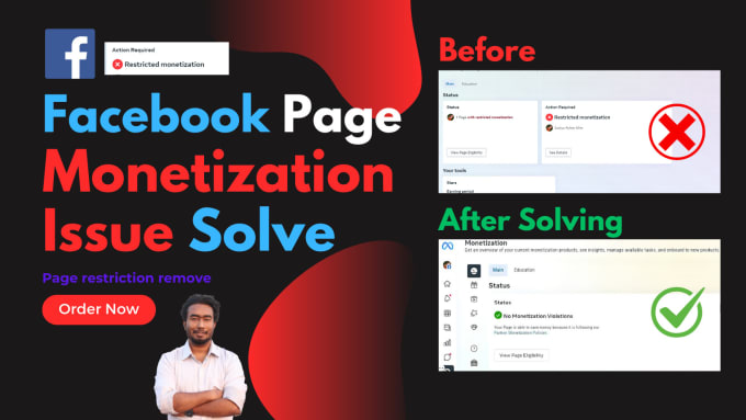 Gig Preview - Fix facebook page monetization issue and complete monezation criteria