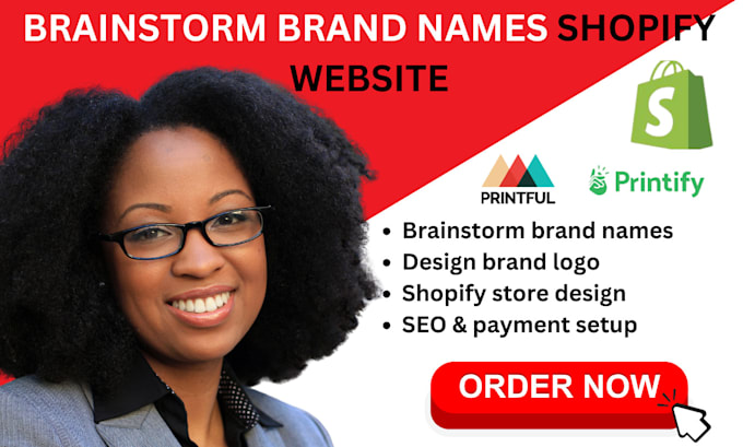 Gig Preview - Brainstorm catchy business name, domain name slogan logo design shopify website