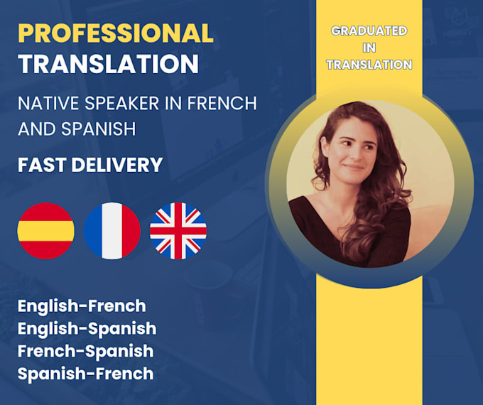 Gig Preview - Translate your documents from english to french or spanish