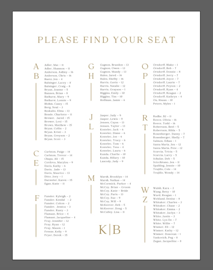 Gig Preview - Design your wedding or event seating chart