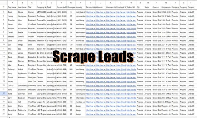 Gig Preview - Provide b2b leads scraping service, scraping leads building, lead generation