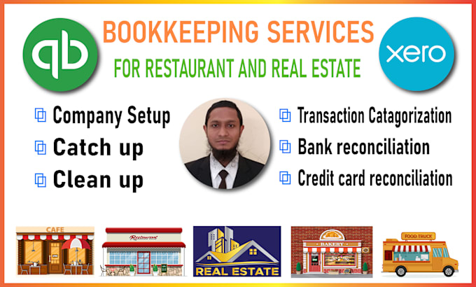 Bestseller - do restaurant and real estate bookkeeping in quickbooks xero