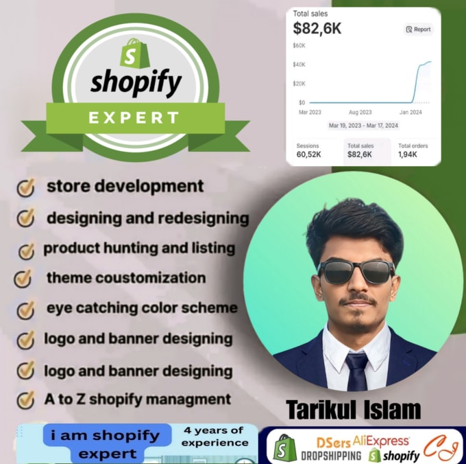 Gig Preview - Be your shopify expert and shopify theme designer