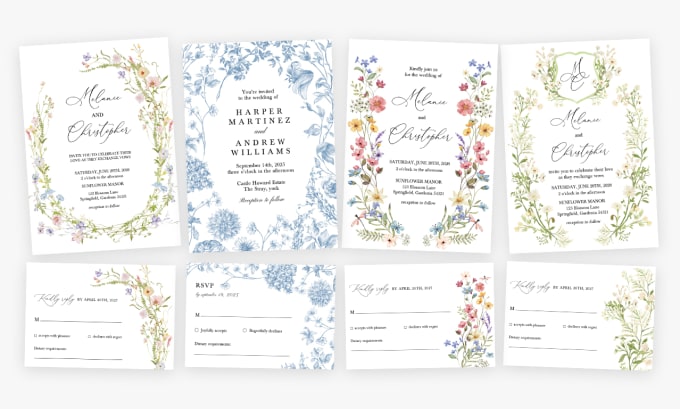 Gig Preview - Design unique invitation for your wedding with wild flowers