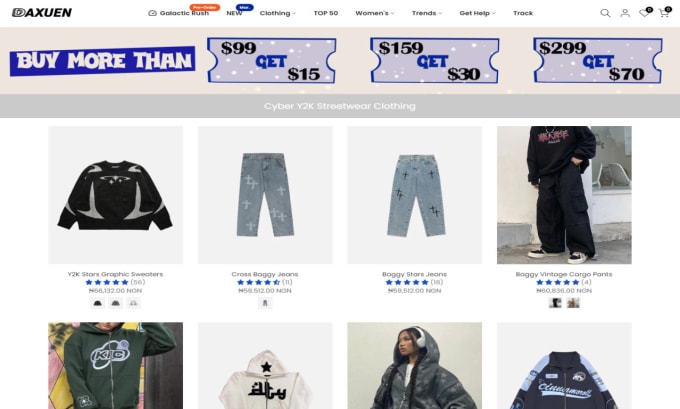 Gig Preview - Design y2k shopify website redesign streetwear website for your clothing brand