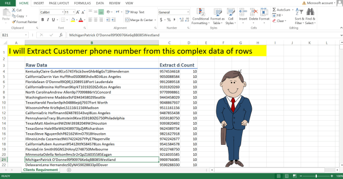 Gig Preview - Extract customer phone numbers from 5000 row data