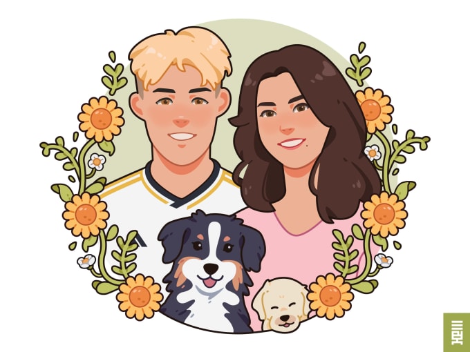 Gig Preview - Draw cute portrait for personal, couple or family