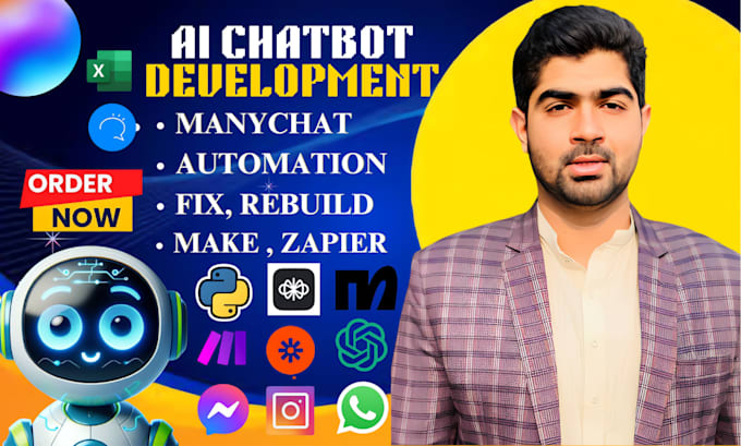 Gig Preview - Develop ai chatbots using manychat, voiceflow and chatgpt for social media apps