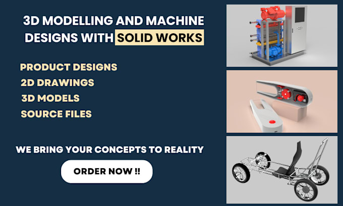 Gig Preview - Do 3d modeling and machine drawings with solidworks