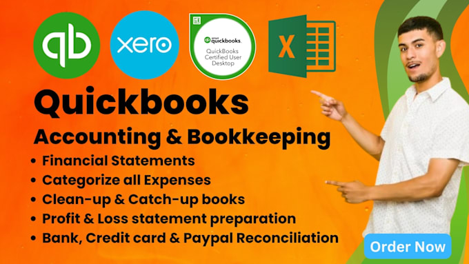 Gig Preview - Do quickbooks online clean up, setup, bookkeeping and excel financial modeling