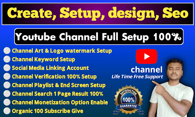 Gig Preview - Create youtube channel with all setup verification complete