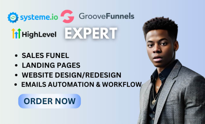 Gig Preview - Design systemeio go high level sales funnel landing page email automation