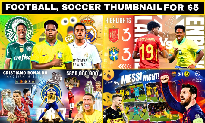 Gig Preview - Design eye catchy youtube football thumbnails