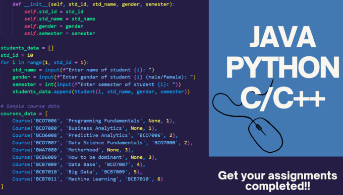 Bestseller - complete assignments or projects in python, java, c language