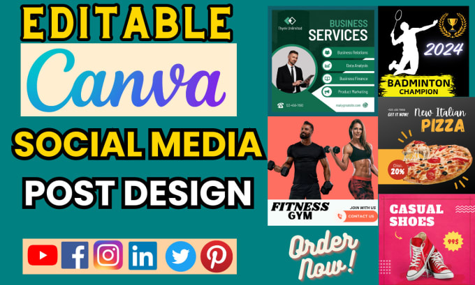 Gig Preview - Create editable social media posts,ads using canva