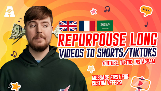 Gig Preview - Repurpose your long videos to tiktoks shorts ig