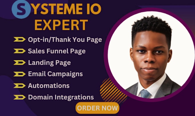 Gig Preview - Design expert systeme io sales funnel, click website, gohighlevel landing page