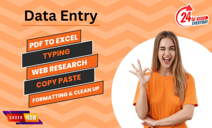 Gig Preview - Data entry, web scraping, typing, copy paste, web research