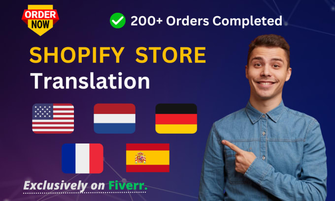 Gig Preview - Translate your shopify store in german, dutch, english, spanish and french in 24