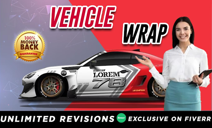 Gig Preview - Create a professional car wrap, bus wrap, and any vehicle wrap design