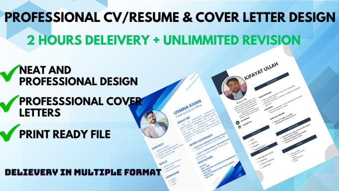 Gig Preview - Make professional CV, resume, cover letter in just 2 hours