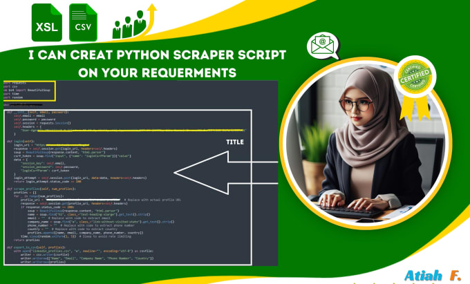 Gig Preview - Make a python script based on your scraping needs