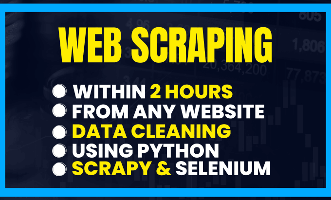 Gig Preview - Do web scraping using python with selenium, scrapy spider, beautyfull soup, api