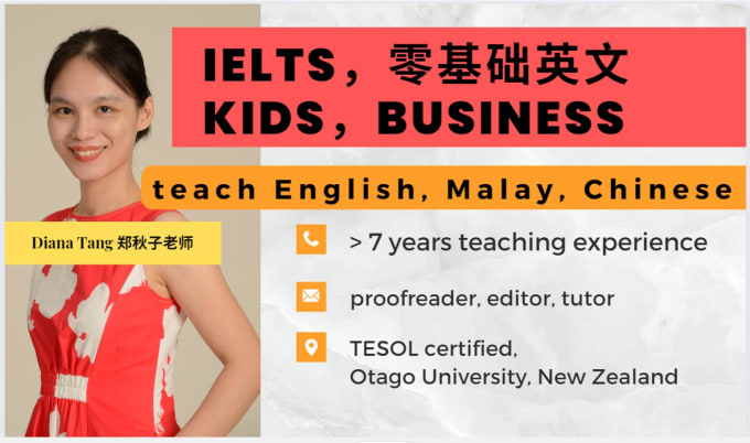 Gig Preview - Tutor you in english, malay and chinese