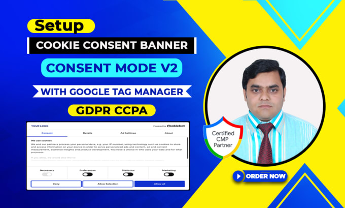 Gig Preview - Setup ccpa or gdpr cookie consent mode v2 with google tag manager