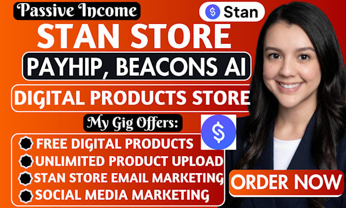 Gig Preview - Stan store, stan store marketing, payhip, beacons ai linktree, etsy stan store