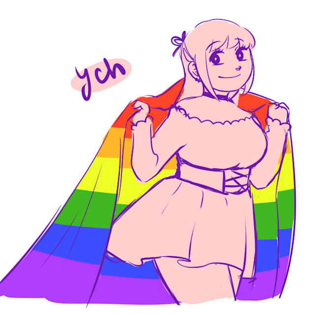 Gig Preview - Draw your character with a pride flag ych, fanart, ocs