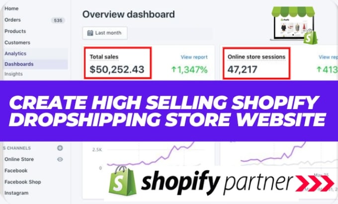 Gig Preview - Create a high selling shopify dropshipping store website for you