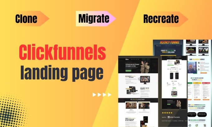 Gig Preview - Clone, migrate, and recreate the clickfunnels landing page