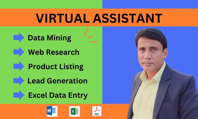 Gig Preview - Be your virtual assistant, data entry, copy paste, web research