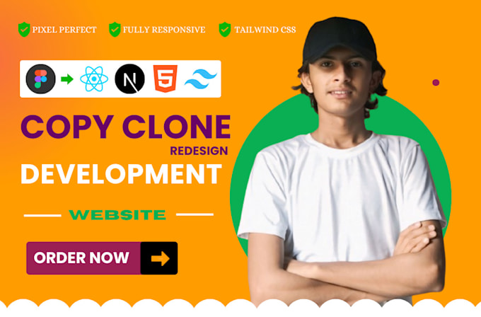 Gig Preview - Copy clone website or create landing page using HTML tailwind css react next js