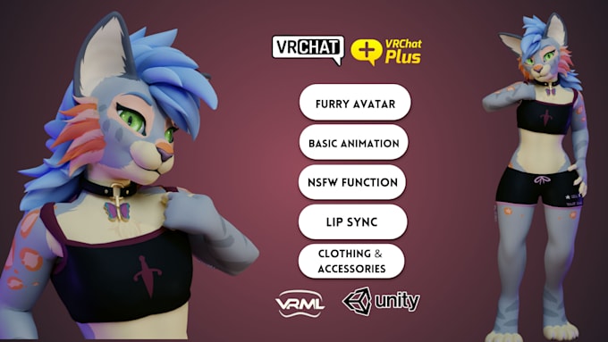 Gig Preview - Model custom vrchat avatar, furry game model, vtuber character, nsfw, ffix