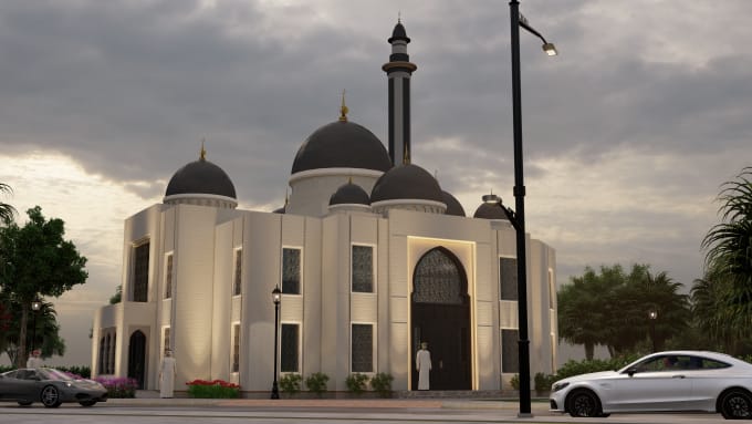 Gig Preview - Design 3d of mosque with ultra realistic renders